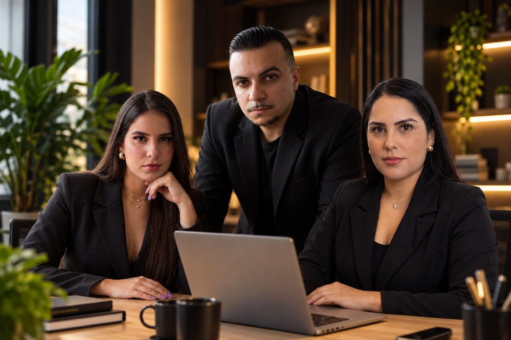 Equipe da Trivaz Digital reunida no escritório